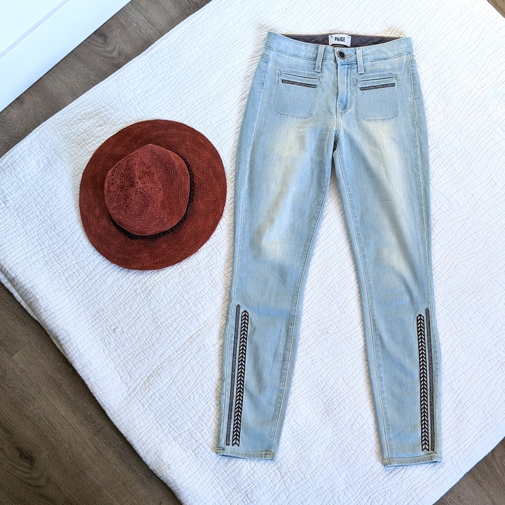 Paige Hoxton Ankle Bryalee Embroidery Skinny Jeans Size 24 - Picture 3 of 15
